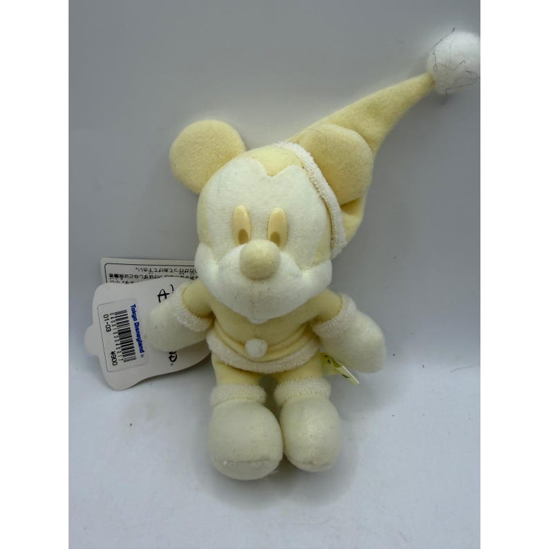 Tokyo Disneyland Mickey Mouse Christmas Plush Badge Cream Yellow Holiday Vintage image 1