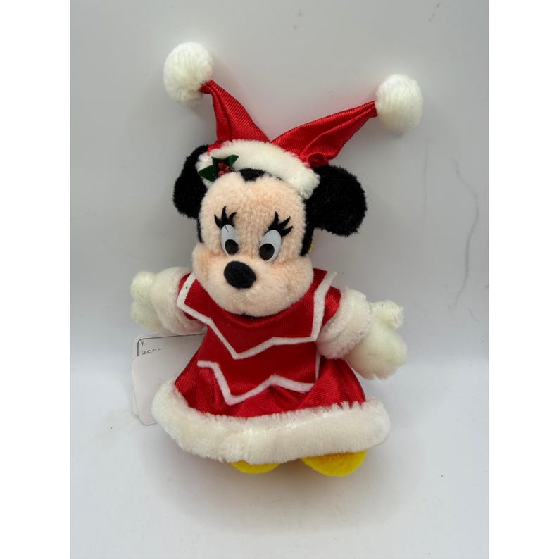 Tokyo Disneyland 20th Anniversary Minnie Mouse Christmas Plush Badge NWT 7 Inch image 1