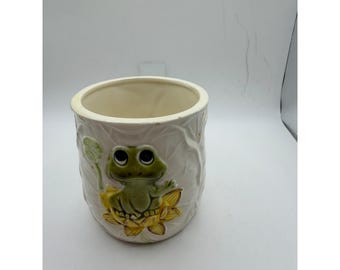 Vintage 1977 Sears Roebuck Frog Planter Ceramic Pot Japan Retro 3D Embossed