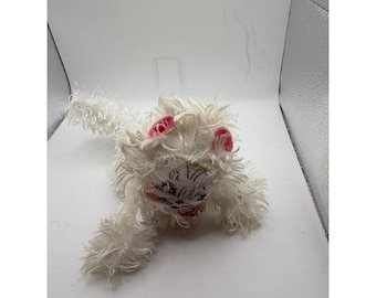 Annalee Dolls White Shaggy Kitty Cat Hand Painted Face 8 Inch Vintage Style