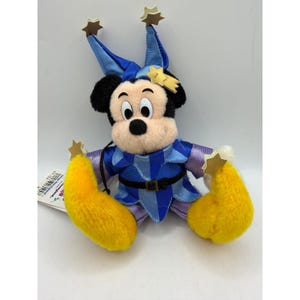 Tokyo Disneyland 15th Anniversary Mickey Mouse Jester Plush Badge 1998 Blue Star image 1