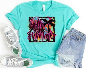 Hola verano- camiseta gráfica para damas