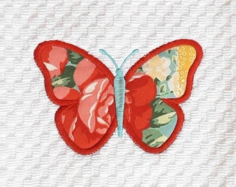 Floral Butterfly Kitchen Towel- made to match, farmhouse, country, red and turquoise