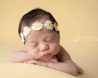 Diadema de margaritas para recién nacidos, bebés, primavera, verano, Pascua, accesorio fotográfico, halo para recién nacidos