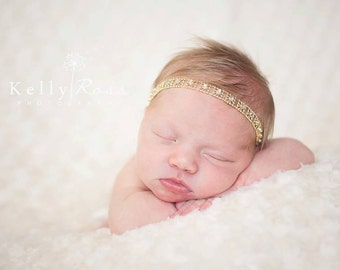 Elegant Gold Headband/Halo- newborns, babies, photo prop, special occasion, newborn halo, newborn prop