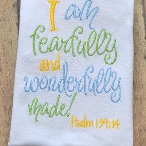 Christian Bodysuit- Pslam 139:14, baby boy shirt, baby shower gift, newborn, Bible verse, Fearfully and wonderfully