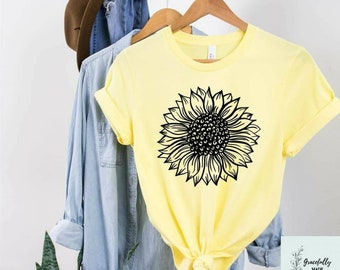 Sunflower Tee- camiseta gráfica para damas, verano, floral