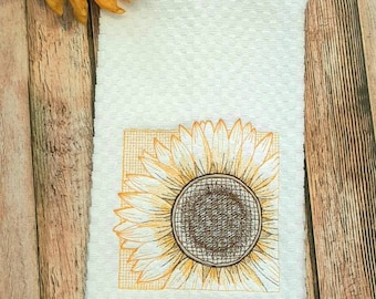 Fall Kitchen towel- sunflowers,  farm house, fall towels, hostess gift, fall decorations