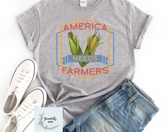 America Needs Farmers: esposa de granjero, familia de granjeros, camisa AG, apoyo a los agricultores