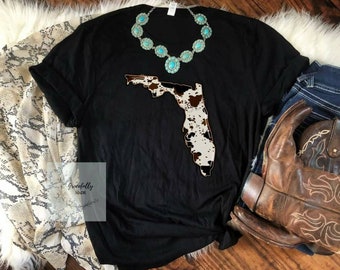 Florida Tee- Estampado de vacas, Granja, Ganado, Occidental, Orgullo estatal