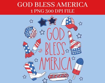 God Bless America 300 DPI PNG DIGITAL File