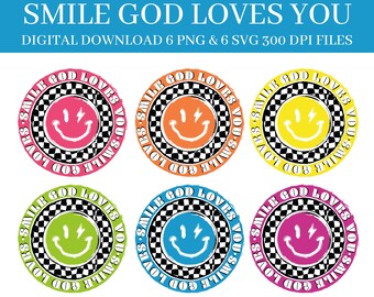 Smile God Loves You PNG & SVG Digital Download Bundle