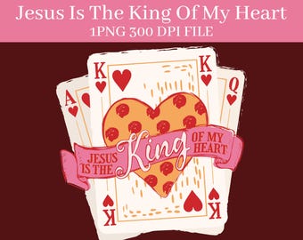 Valentine's Day Jesus King of My Heart Playing Cards PNG (Digital Download)
