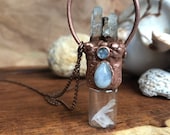 Sirena Moonstone and Quartz Electroformed Rollerball Necklace