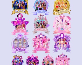 Kpop Demon Hunters Cake Topper Bundle | 12+ Editable K-Pop Huntrix & Demon Hunter Birthday Cupcake Toppers | Printable PNG Party Decor