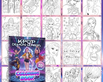 Demon Coloring Pages Hunters | 100+ K-pop coloring book for kids | Demon Hunters Characters | coloring sheets kids | Digital Download
