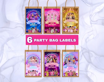 K-Pop Printable Tags, 6 Editable K-Pop Huntrix Saja Boys Favor Bag Stickers, Kpop Birthday Party Decor, kpop Goodie Bag Labels