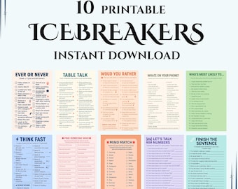 Icebreaker Games | Conversation Starter Cards | Get to Know You Bingo | Party Mingle & Group Games | Table Talker Questions | Ladies Night