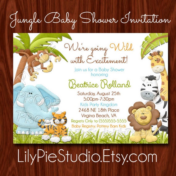 Items similar to NEW Jungle themed Baby Shower Invitation PRINTABLE ...