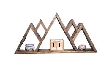 Wooden Mountain Shelf: Rustic Nursery Decor, Camping Gift
