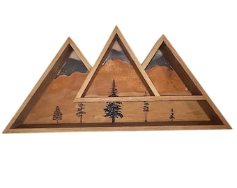 Wooden Mountain Shelf: Rustic Nursery Decor, Camping Gift