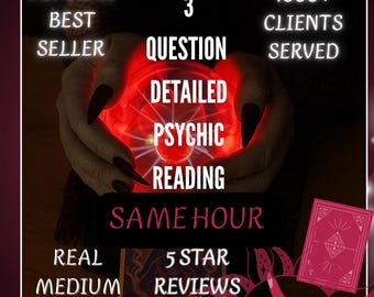 Same Hour Tarot Reading, 3 Question Psychic Guidance (PDF)