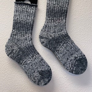 Ladies 5-7 Black Shadow Handmade Wool Socks