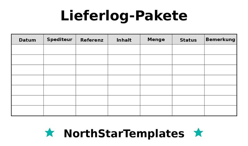 Package Log Sample Delivery Log - Packages Premium Printable and Editable Template DE EN ...