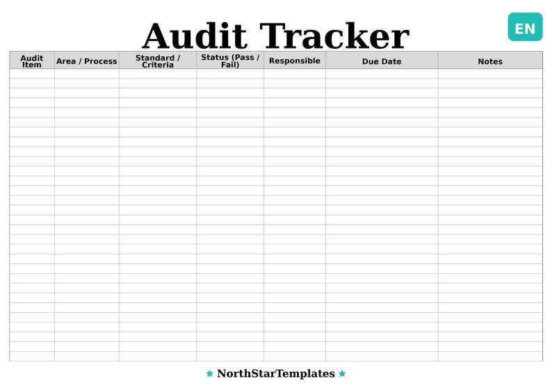 Audit Tracker Premium Printable and Editable Template DE EN ES - Etsy ...