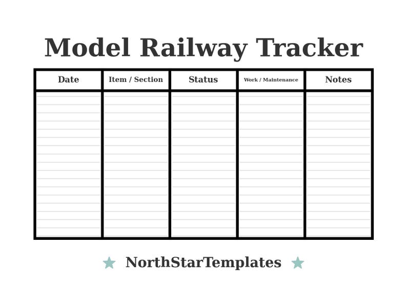 Model Railway Tracker Premium Printable and Editable Template DE EN ES ...