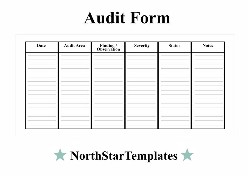 Audit Form Premium Printable and Editable Template DE EN ES - Etsy
