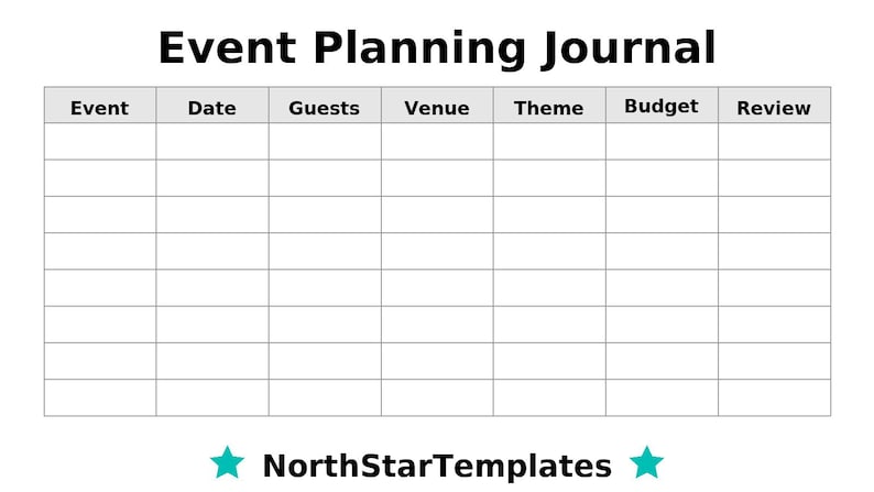 Event Journal Example Event Planning Journal Premium Printable and Editable Template DE EN ES ...