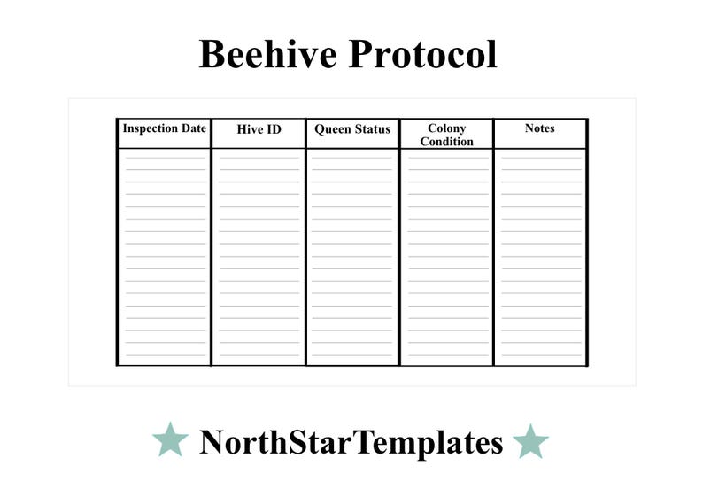 Beehive Protocol Premium Printable and Editable Template DE EN ES - Etsy