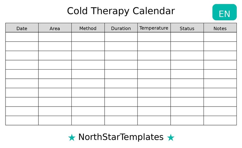 Cold Therapy Calendar Premium Printable and Editable Template DE EN ES ...