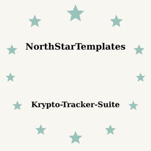 May include: A pale beige background with teal stars arranged in a circle. The text "NorthStarTemplates" and "Krypto-Tracker-Suite" are in black, sans-serif font.