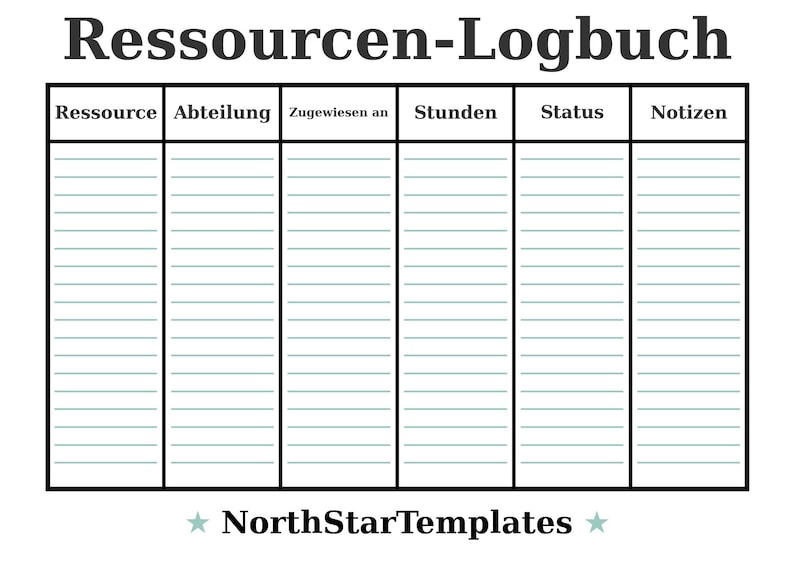 Resource Logbook Premium Printable and Editable Template DE EN ES - Etsy