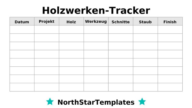 Woodworking Tracker Premium Printable and Editable Template DE EN ES - Etsy
