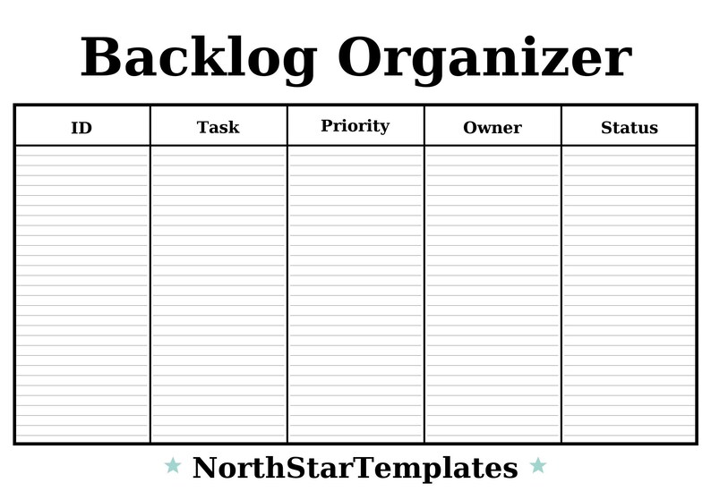 Backlog Organizer — Premium Printable & Editable Template DE EN ES - Etsy