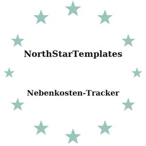May include: A white background with a circle of pale teal stars. The text "NorthStarTemplates" is centered above "Nebenkosten-Tracker" in a black, sans-serif font.