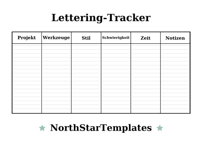 Tracker Lettering Lettering Tracker Premium Printable and Editable Template DE EN ES - Etsy