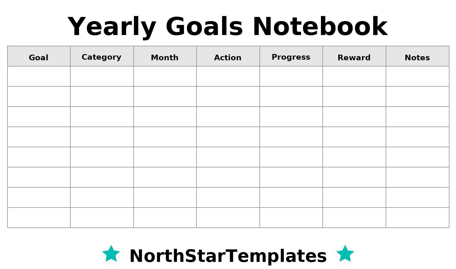 Annual Goals Notebook Premium Printable and Editable Template DE EN ES ...