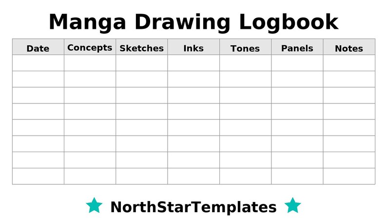 Manga Drawing Logbook Premium Printable and Editable Template DE EN ES - Etsy