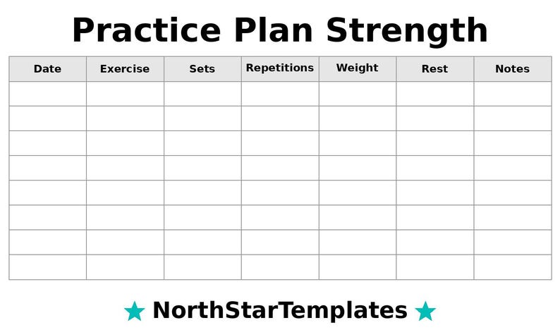 Strength Practice Plan Premium Printable and Editable Template DE EN ES ...