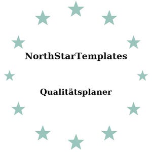 May include: White background with a circle of pale green stars. The text "NorthStarTemplates" is above "Qualitätsplaner" in black, sans-serif font.
