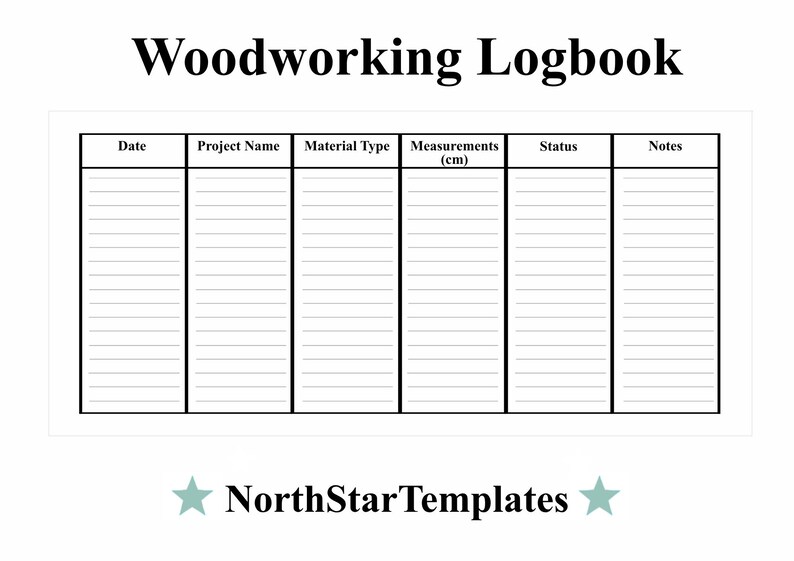 Woodworking Logbook Premium Printable and Editable Template DE EN ES - Etsy