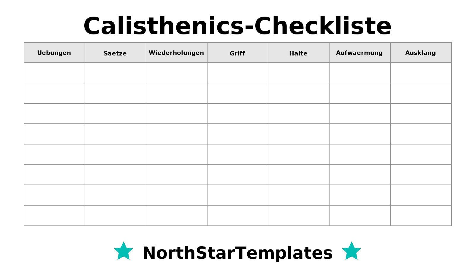 Calisthenics Checklist Premium Printable and Editable Template DE EN ES ...