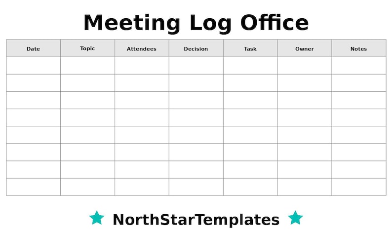 Group Log Examples Office Meeting Log Premium Printable and Editable Template DE EN ES - Etsy