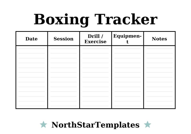Boxing Tracker Premium Printable and Editable Template DE EN ES - Etsy