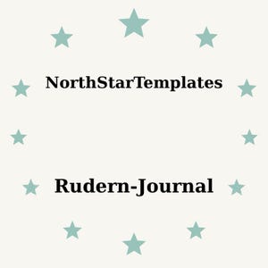 May include: A light cream-colored background with teal stars encircling the text. The text reads "NorthStarTemplates" above "Rudern-Journal" in a bold, black font. The design is simple and clean.