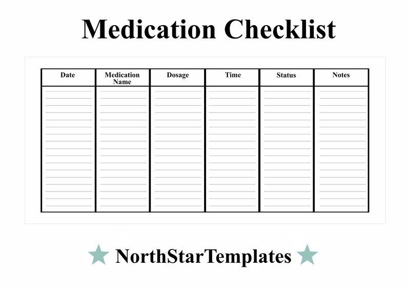 Medication Checklist Premium Printable and Editable Template DE EN ES ...